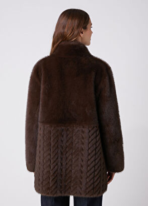 Beymen Club Dark Brown Cable Knit Coat - 6