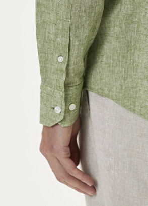 Beymen Club Comfort Fit Khaki Linen Shirt - 6