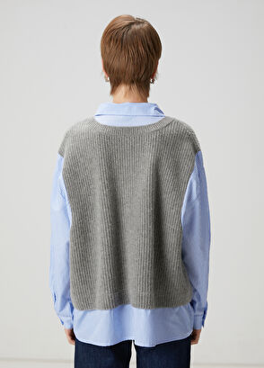 Beymen Club Blue Grey Shirt Detailed Sweater - 5