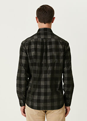 Beymen Club Haki Kare Desenli Kadife Gömlek - 5