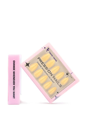 Takma Takma Sarı Kısa Badem 30'lu Protez Takma Tırnak MKBD1738 - 5