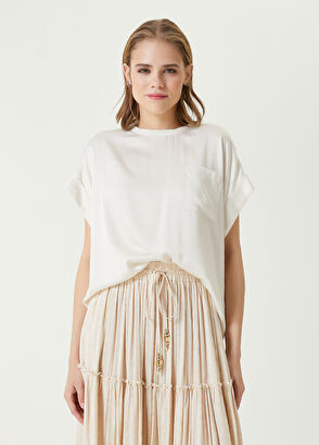 Beymen Club Ecru Silk T-shirt - 5