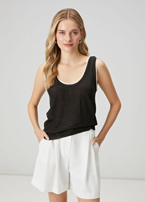 Beymen Club Antrasit Biyeli Keten Karışımlı Atlet - 4