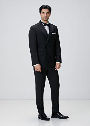 Network Siyah Yün Karışımlı Smokin Takım Elbise - 3