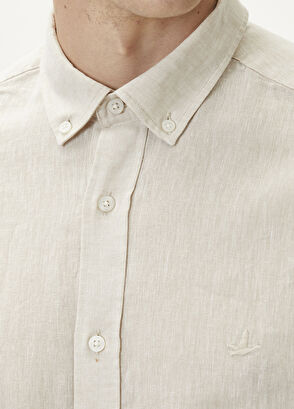 Beymen Club Comfort Fit Beige Linen Shirt - 6