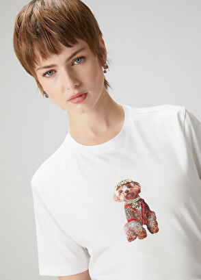 Beymen Club Kırık Beyaz Taşlı Köpek Baskılı T-shirt - 3