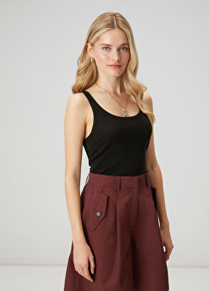 Beymen Club Black Thin Ribbed Tank Top - 3