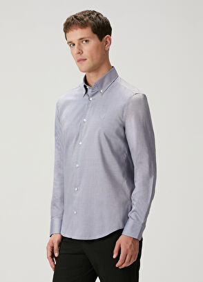 Beymen Club Comfort Fit Navy Blue White Shirt - 3