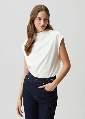 Beymen Club Kırık Beyaz Drape Detaylı T-shirt - 5