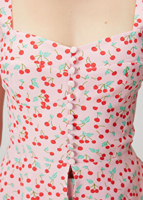 Beymen Club Pembe Kiraz Desenli Peplum Detaylı Bluz - 6