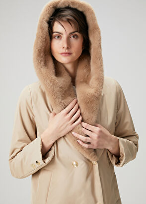 Beymen Club Bej Kapüşonlu Kruvaze Kaban - 3