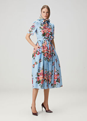 Çok Renkli Midi Elbise - Görsel 4