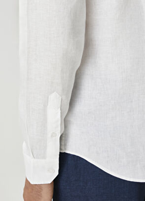 Beymen Club Comfort Fit White Embroidered Linen Shirt - 8