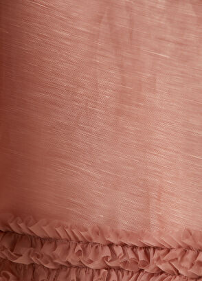 Pembe Midi Keten Elbise - Görsel 7