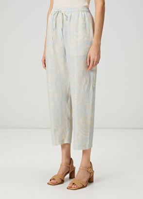 Beymen Club Mint floral patterned slouchy linen trousers - 3