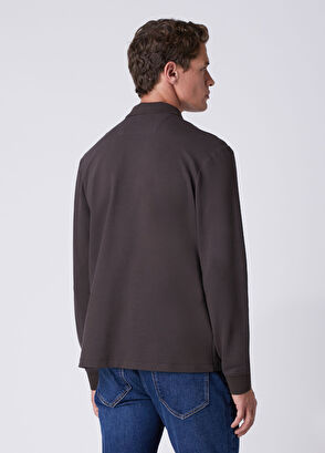 Beymen Club Comfort Fit Koyu Kahverengi Polo Pike Sweatshirt - 7