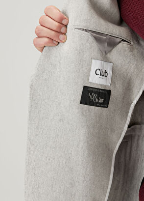 Beymen Club Grey Herringbone Textured Linen Blend Suit - 10