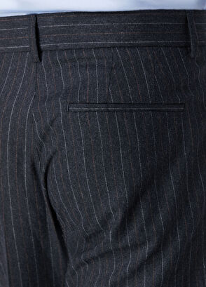 Beymen Club Anthracite Stripe Patterned Wool Pants - 6