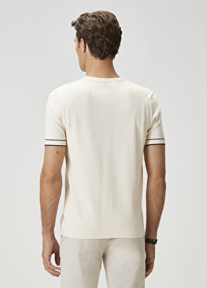 Beymen Club Off-White Line Jacquard Short Sleeve Sweater - 5