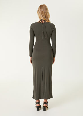 Beymen Club Antrasit Cut-Out Detaylı Midi Jersey Elbise - 7