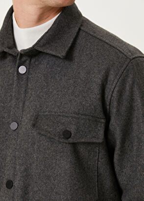 Beymen Club Koyu Gri Yün Dış Gömlek - 9