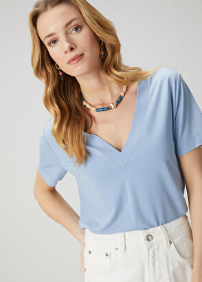 Beymen Club Mavi Basic T-shirt - 4