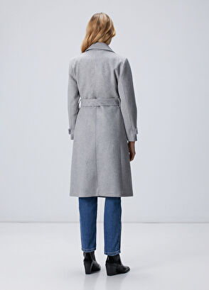 Gri Kuşaklı Uzun Manto - Görsel 6