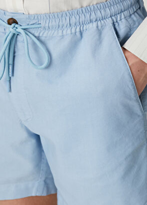 Beymen Club Light Blue Piece Paint Elastic Waist Oxford Shorts - 5