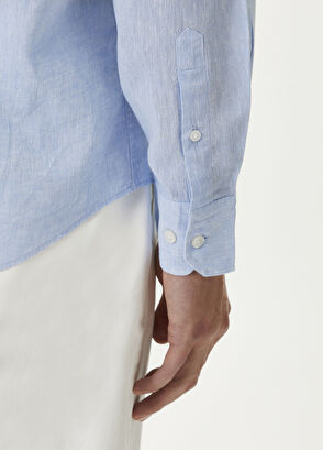 Beymen Club Comfort Fit Açık Mavi Keten Gömlek - 6