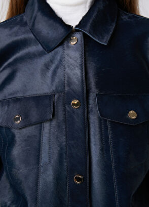Beymen Club Teal Blue Leather Trucker Jacket - 9