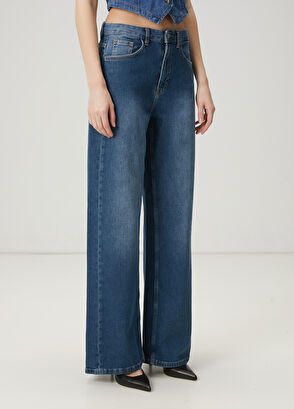 Beymen Club Mavi Wide Leg Jean Pantolon - 4
