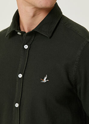 Beymen Club Slim Fit Haki Armürlü Gömlek - 6