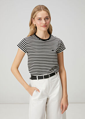 Beymen Club Siyah Beyaz Çizgili T-shirt - 4