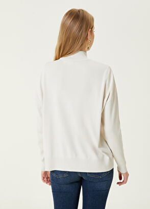 Beymen Club Kırık Beyaz Saten Garnili Kazak - 6