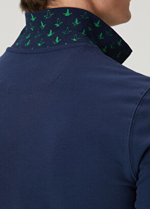 Beymen Club Lacivert Slim Fit Yaka Altı Baskılı Polo Tshirt - 8