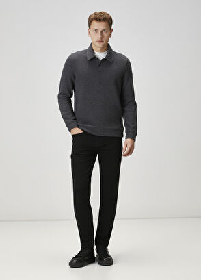 Beymen Club Comfort Fit Anthracite Polo Sweatshirt - 3