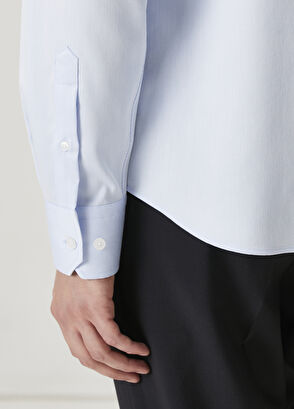 Beymen Club Slim Fit Açık Mavi Armürlü Non-Iron Gömlek - 8
