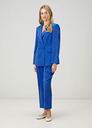 Beymen Club Blue Double-Breasted Cupro Blazer - 3