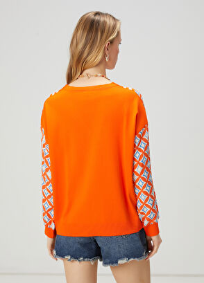 Beymen Club Turuncu Geometrik Desenli Kazak - 5