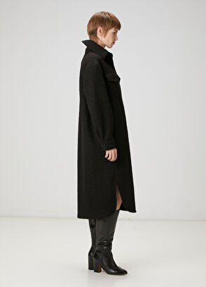 Beymen Club Siyah Yıldız Nakışlı Uzun Yün Dış Gömlek - 3