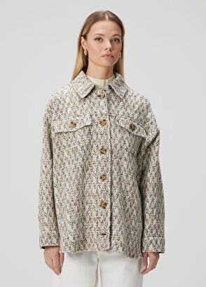 Vizon Yün Karışımlı Tweed Gömlek - Görsel 5