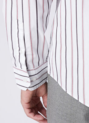 Beymen Club Slim Fit Brown White Stripe Patterned Shirt - 7