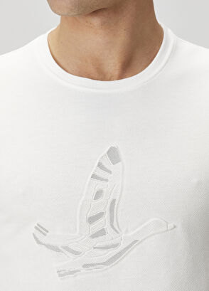 Beymen Club Kırık Beyaz Kabartmalı Logo Baskılı T-shirt - 7