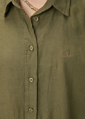 Beymen Club Oversize Khaki Linen Shirt - 7