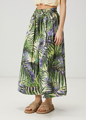 Beymen Club Green Palm Printed Maxi Skirt - 4