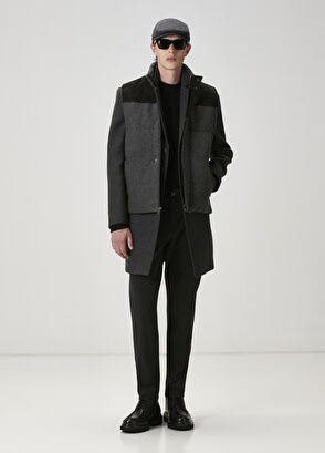 Beymen Club Antrasit İtalyan Yün Kaşe Palto - 12