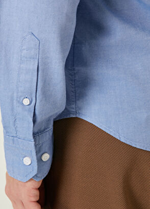 Beymen Club Slim Fit Mavi Gizli Düğmeli Yaka Gömlek - 6