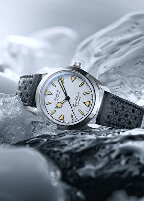 Nivada Grenchen Super Antarctic White Beige Luminova 32064A04 Otomatik Siyah Deri Erkek Kol Saati - 6
