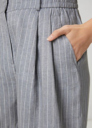 Beymen Club Grey striped linen blend shorts - 6