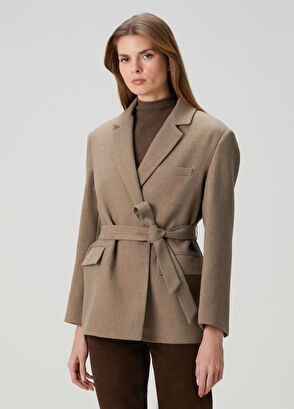 Beymen Club Oversized Camel Kruvaze Yün Blazer - 4